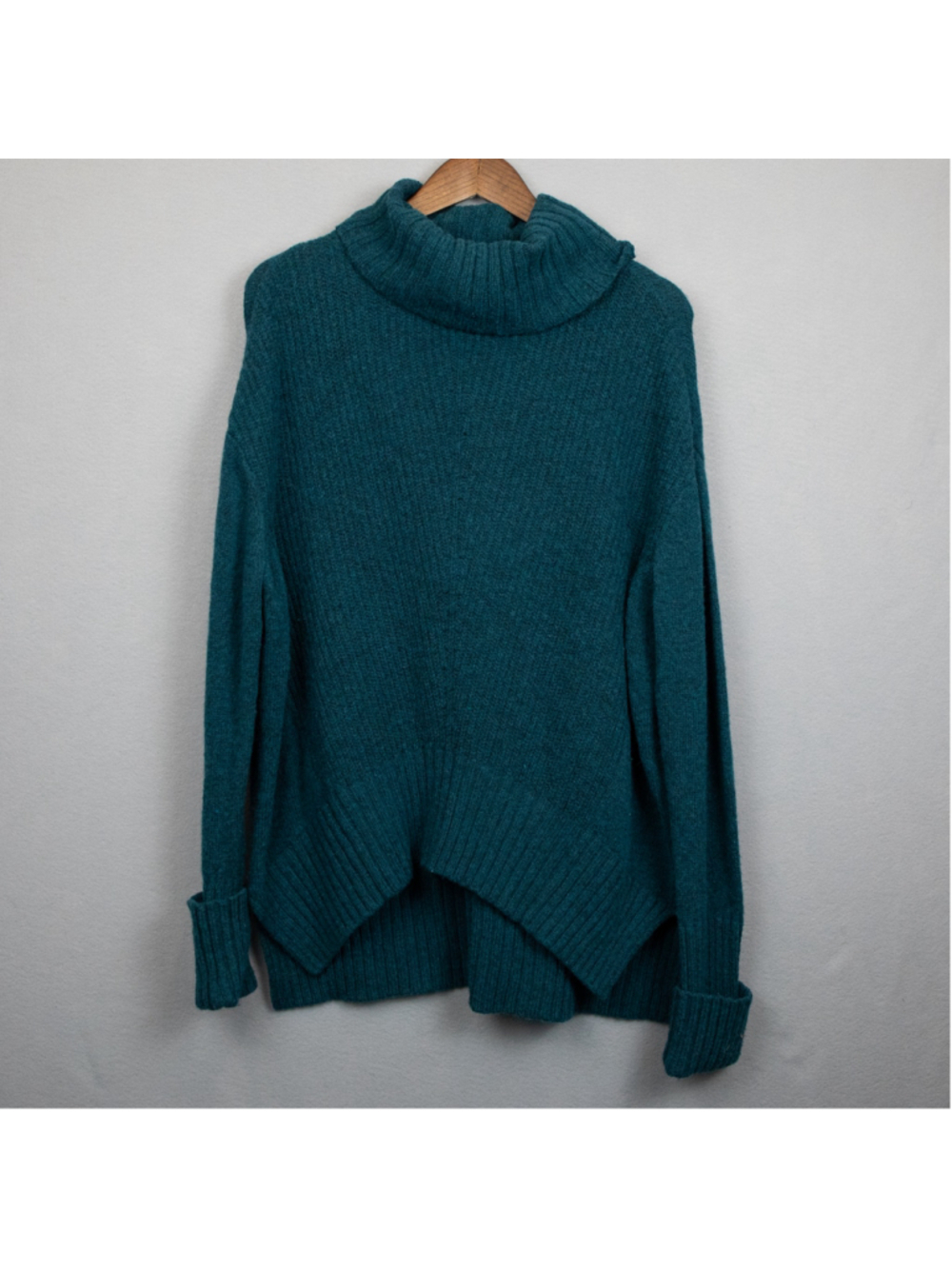 Anthropologie Moth Fireside teal wool blend turtleneck sweater-M